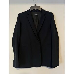 Madewell Lycee Solid Black Drapey Blazer Jacket Size 8 Snap Button Career